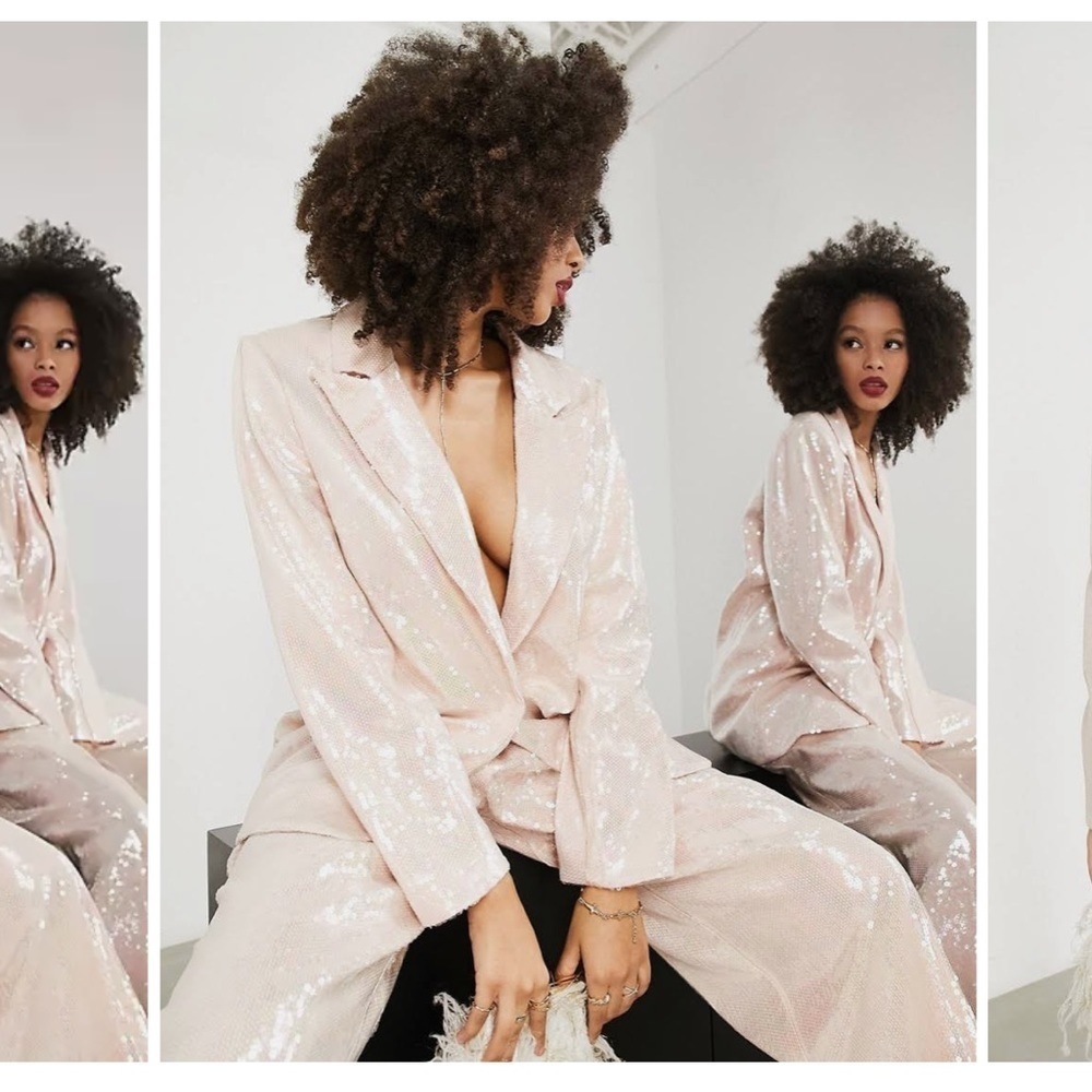 Asos Edition Oversized Sequin Blazer In Blush New With Tags!